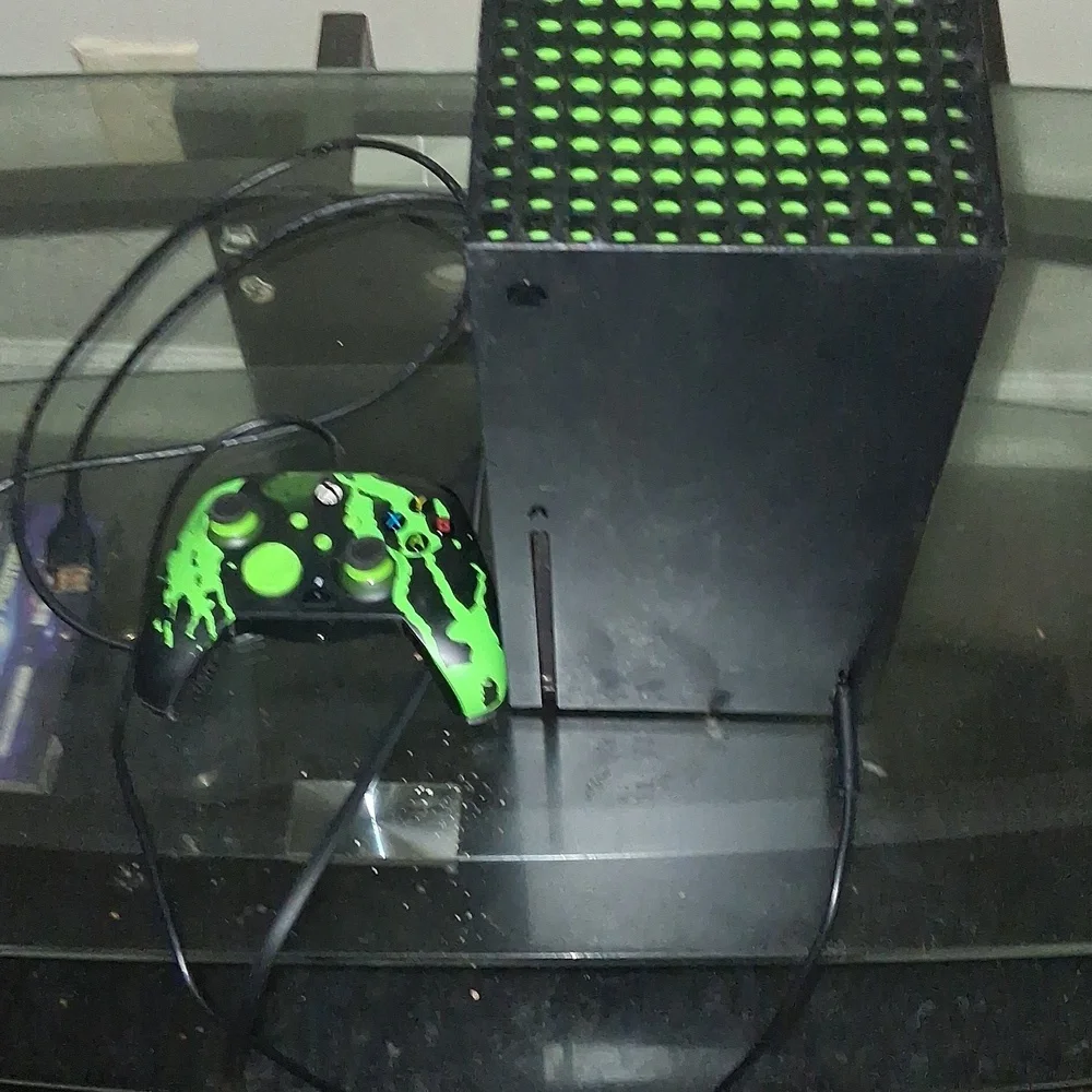 Series X Console with Green and Black Controller